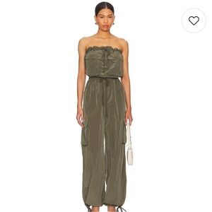 Lovers and Friends Noah Cargo Jumpsuit in Olive Green